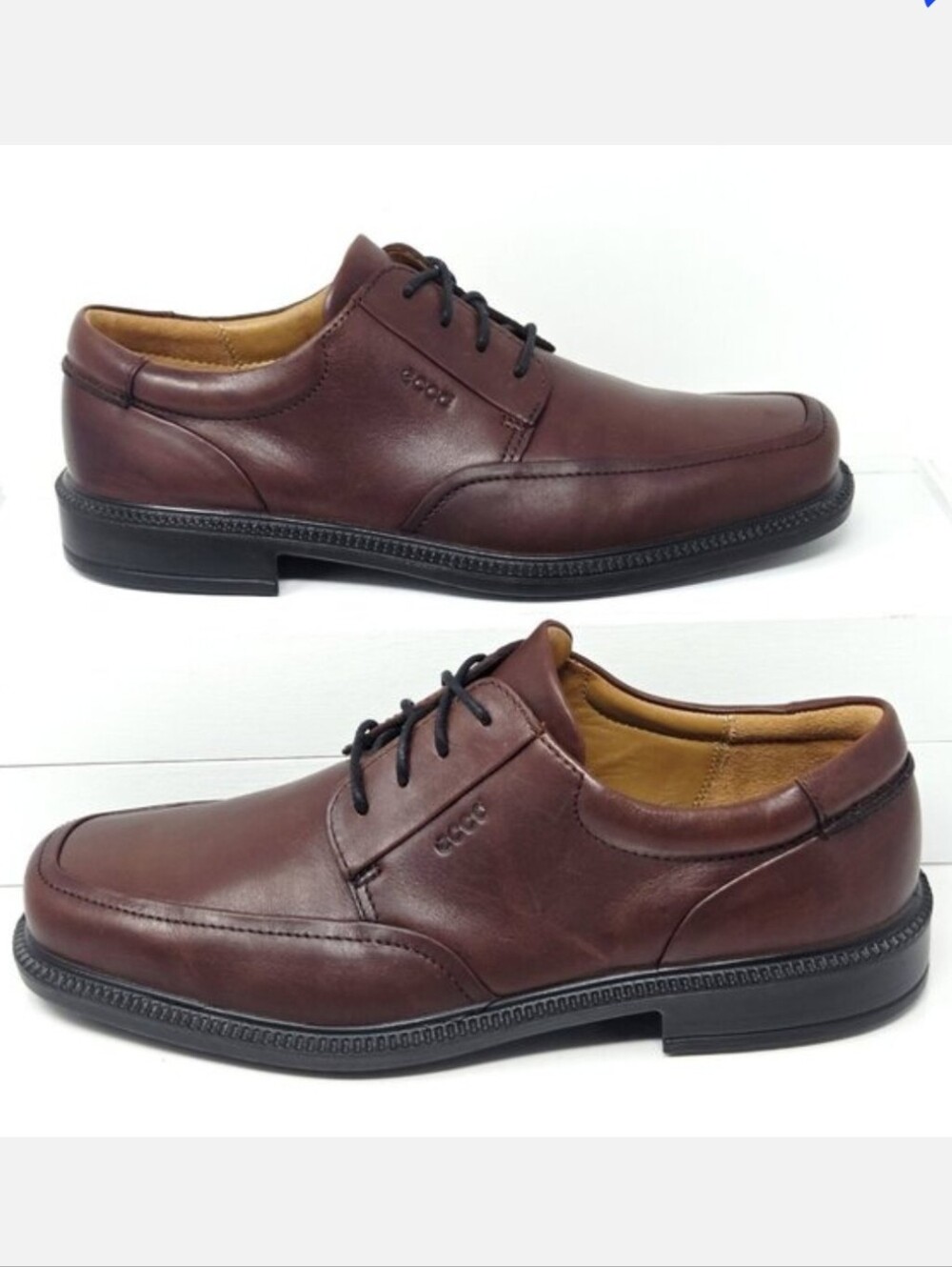 Ecco Holton Leather Shoes Mens 7 - 7.5 EU 41 Brown Oxford Dress Lace Up Casual